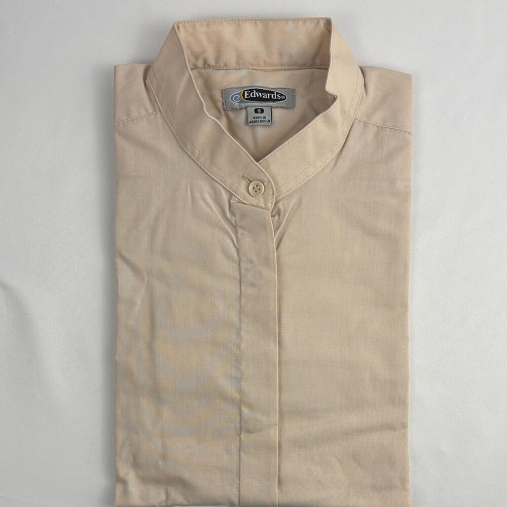 NWT Edwards Women's Classic Tan Sand Color Button Down Shirt Long Sleeve, Small